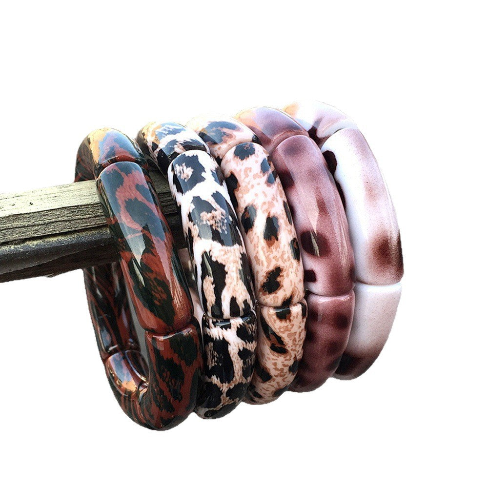 Wholesale Retro Leopard Print Acrylic Bracelet Fashion Accessory for Everyday Wear or Gift