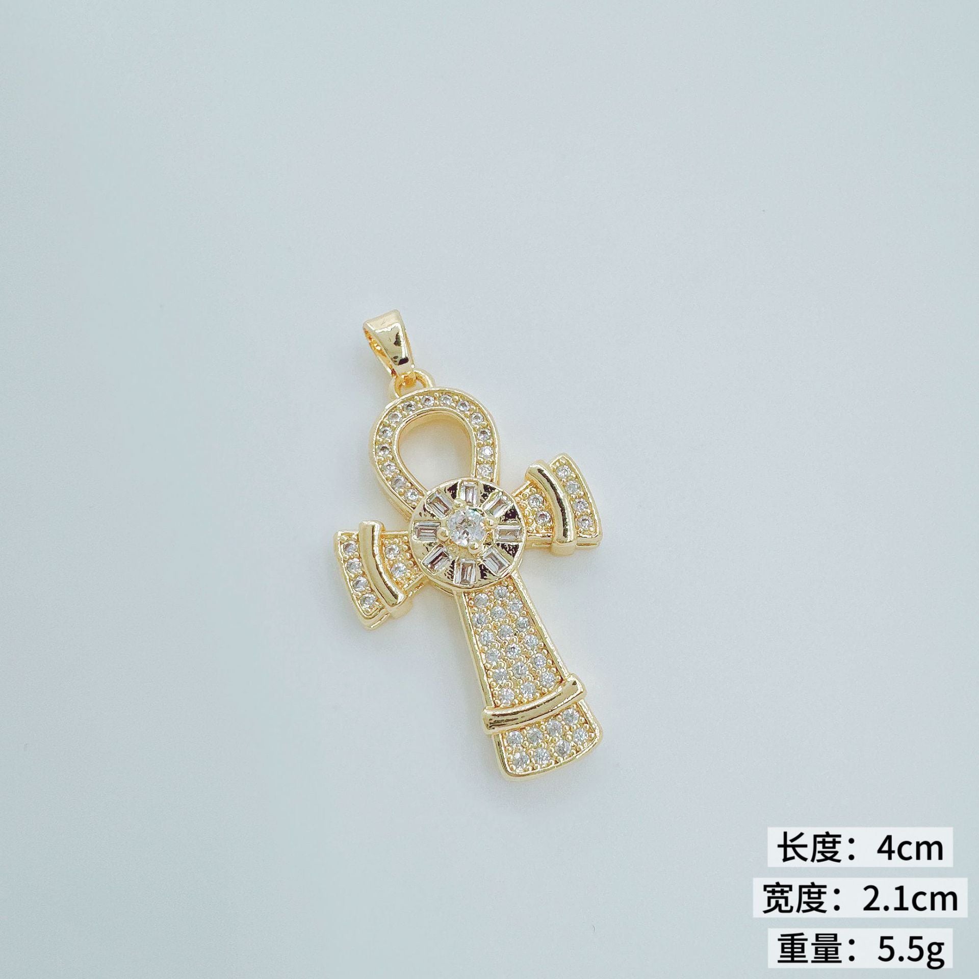 Wholesale Copper Hip Hop Cross Pendant with Micro Zircon - Trendy Collarbone Necklace for Women