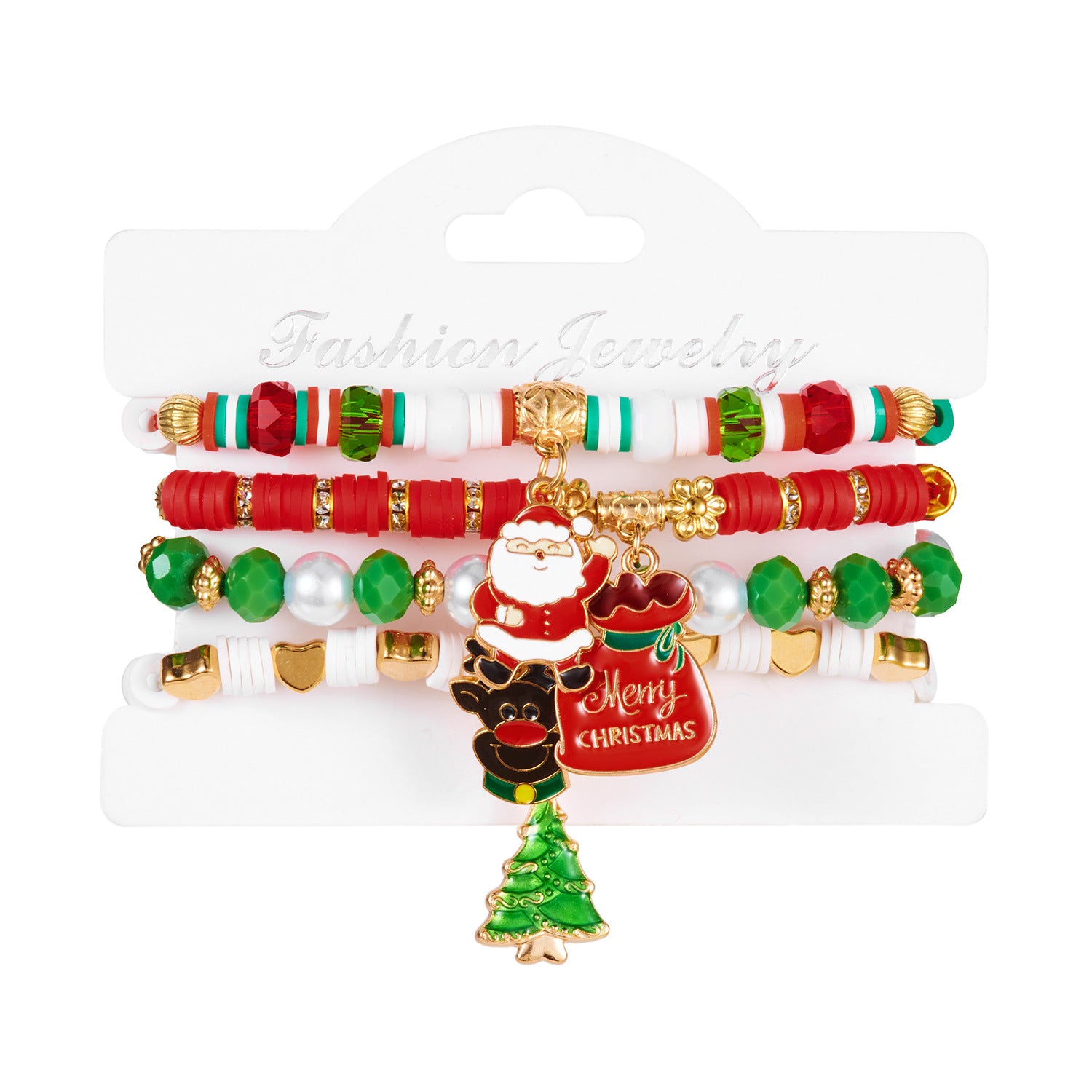 Insieme all'ingrosso del braccialetto del strass in rilievo variopinto di giorno di Natale