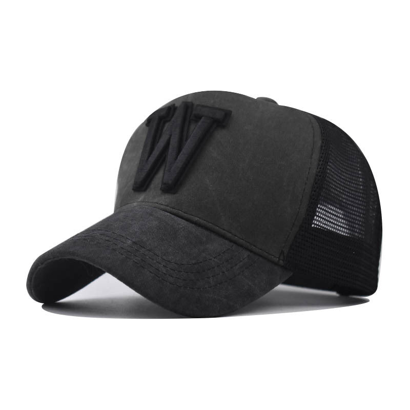 Wholesale 3D Embroidered Distressed Baseball Cap Trendy Adjustable Breathable Mesh Hat For Outdoor Summer