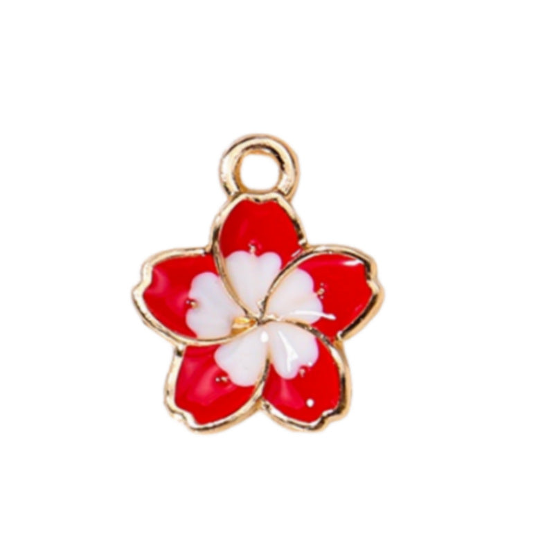 Wholesale 10pcs/ pack 13mm Colorfulful Plumeria Oil Dripping Alloy Cherry Blossom Flower Pendant Pendant DIY Bracelet Necklace Earrings Accessories