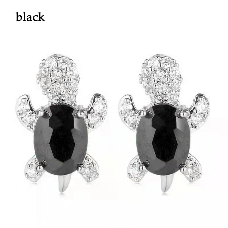 Wholesale Cartoon Colored Diamond Gemstone Turtle Alloy Earrings ACC-ES-JYS001