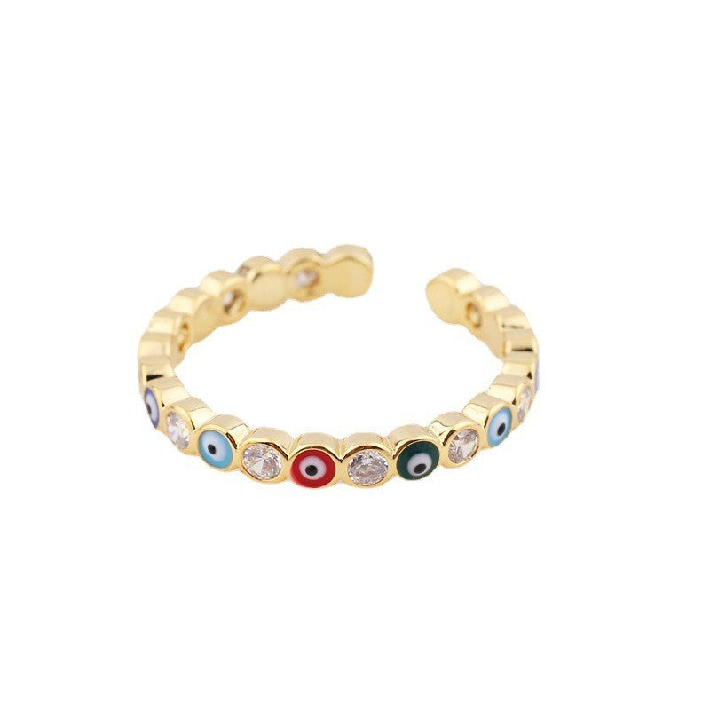 Wholesale Devil's Eye Brass Open Zircon Ring