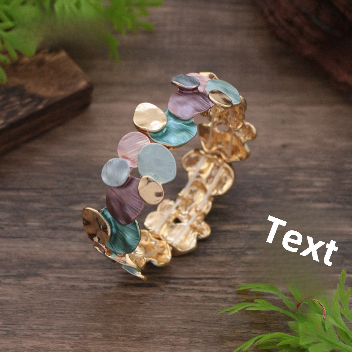 Wholesale  Enamel Geometric Oval Elastic Bracelet  Exaggerated  Irregular Flower Bracelet