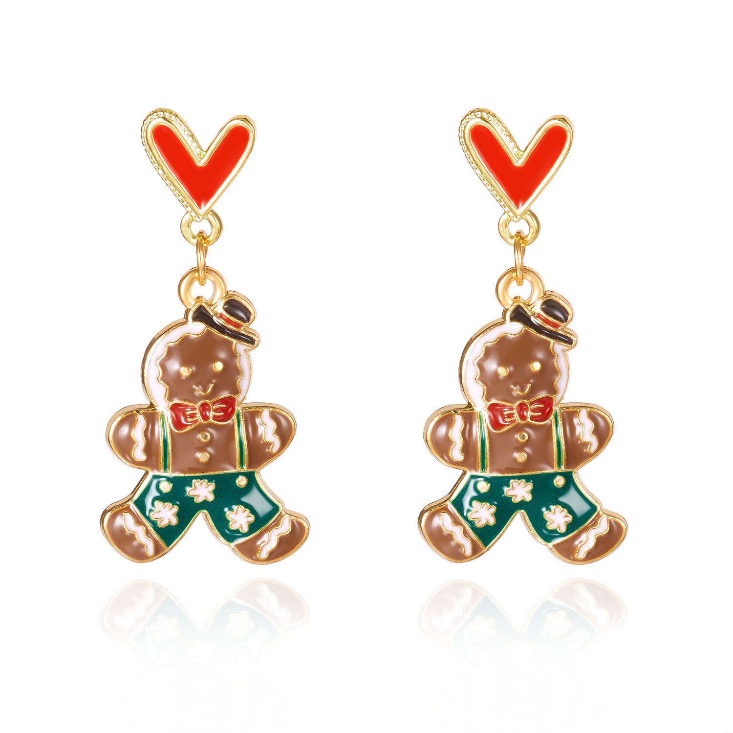 Wholesale Christmas  Gingerbread Man Cartoon Alloy Oil Drop Earrings