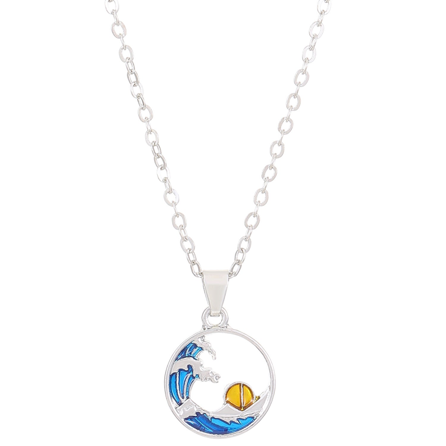 Wholesale Blue Wave Sun Drop Pendant Necklaces ACC-NE-ChengJing003