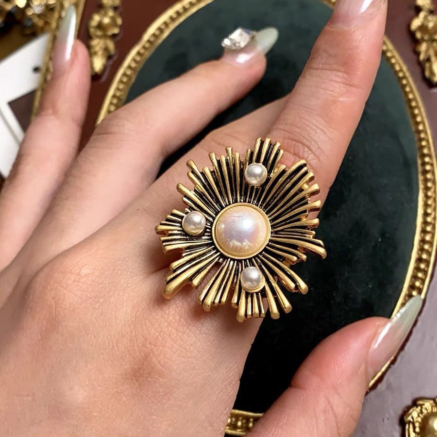 Wholesale  Retro Style Pearl Opening Ring