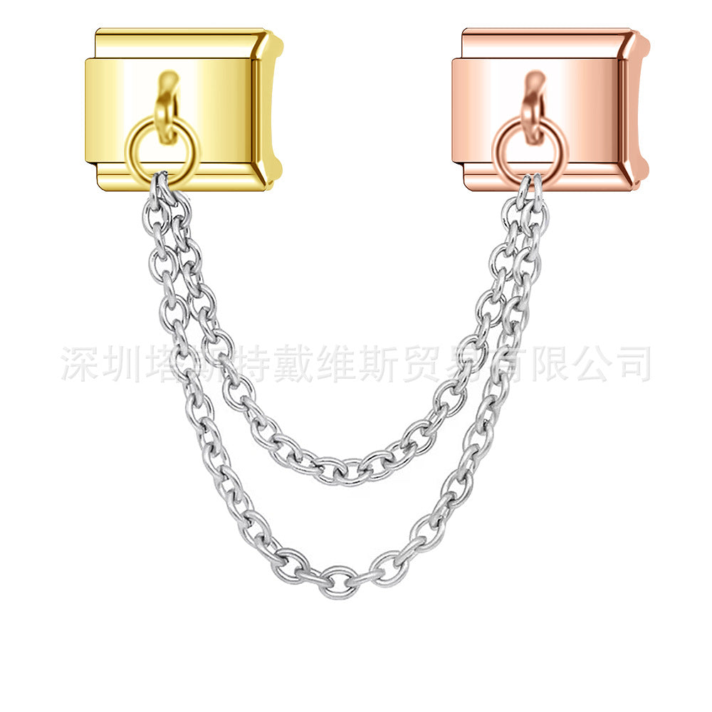 Wholesale 9mm Italian Charm Starter Bracelets DIY square Single Section Creative Stainless Steel Composable Bracelet