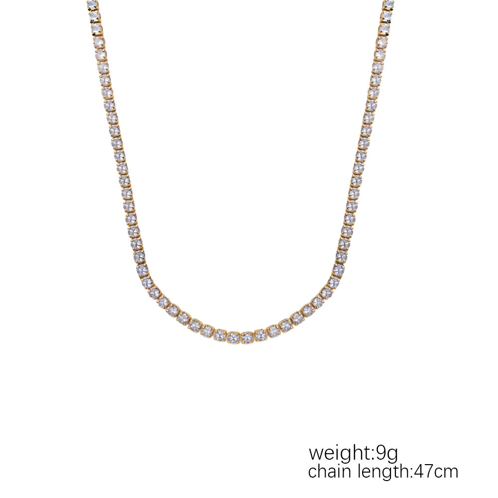 Wholesale Chic Gold Plated Stainless Steel Zircon Chain Necklace for Women Fashion Jewelry Gift