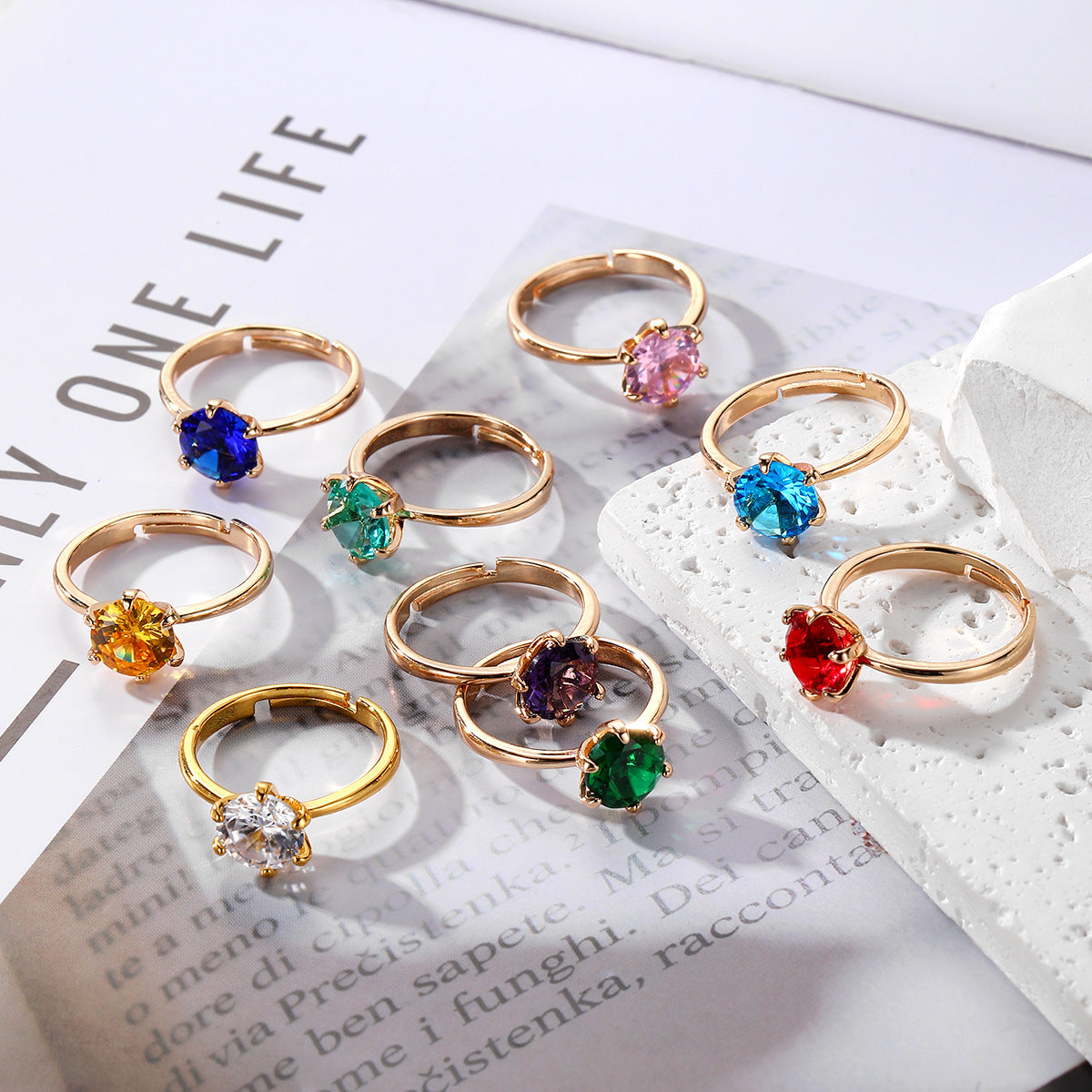 Wholesale Green Geometric Rhinestone Ring Women S Adjustable Open Alloy Jewelry Accessory Party Gift Everyday Wear
