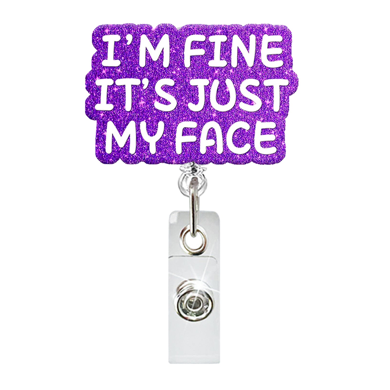 Wholesale Acrylic Glitter Letters Retractable Rotating Badge Keychain ACC-KC-QiDing011