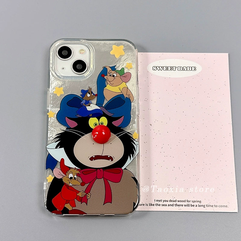 Wholesale Fun Three-dimensional Red Nose Cat Soft Phone Case ACC-PC-Taoxia002
