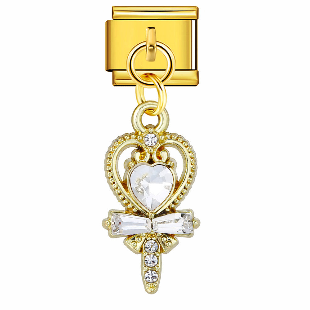 Wholesale Italian Charm Bracelet 9mm DIY Love Flower Pendant  Creative Stainless Steel Composable Bracelet