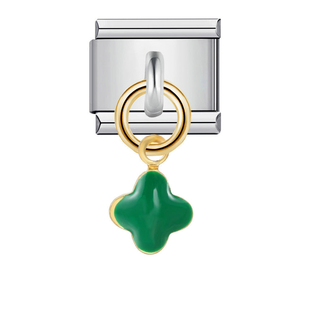 Wholesale Italian modular  Stainless steel gold-plated oil drip DIY bracelet