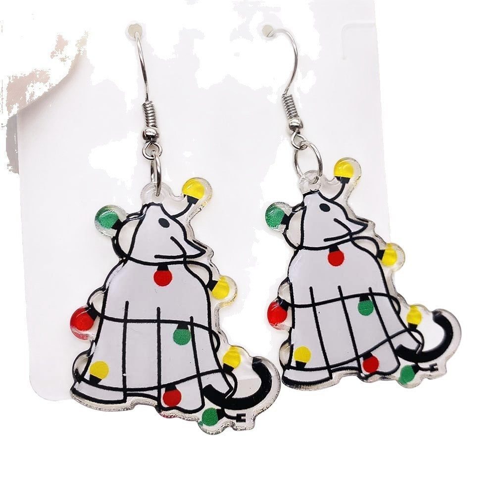 Wholesale Acrylic Christmas Animal Elk Rainbow Earrings