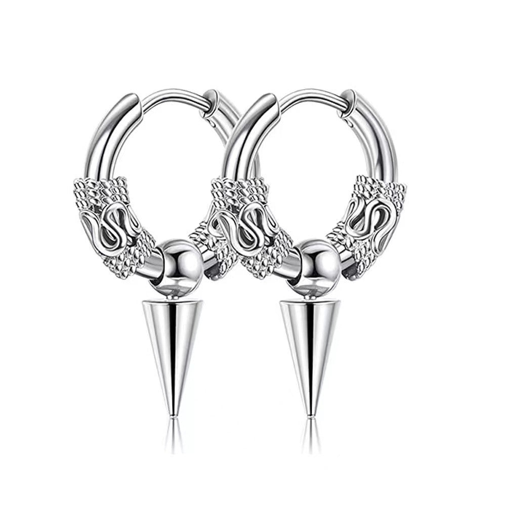 Wholesale Titanium Steel Dragon Pattern Earrings Trendy Korean Style for Men Everyday Wear Jewelry Accessory