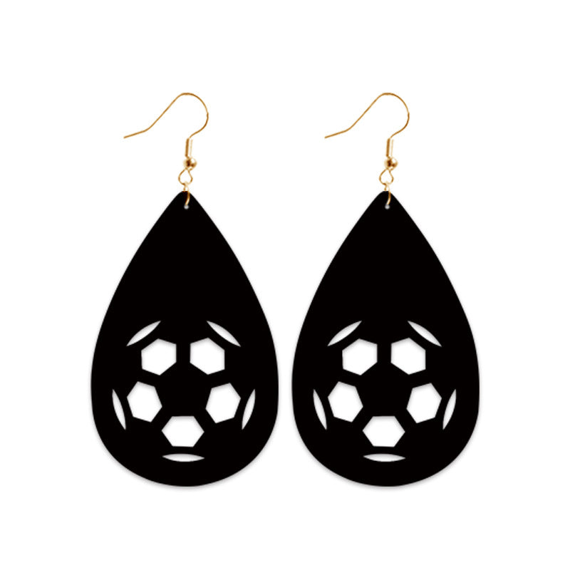Wholesale 2 Pairs/pack Football Rugby Leather Earrings ACC-ES-HY182