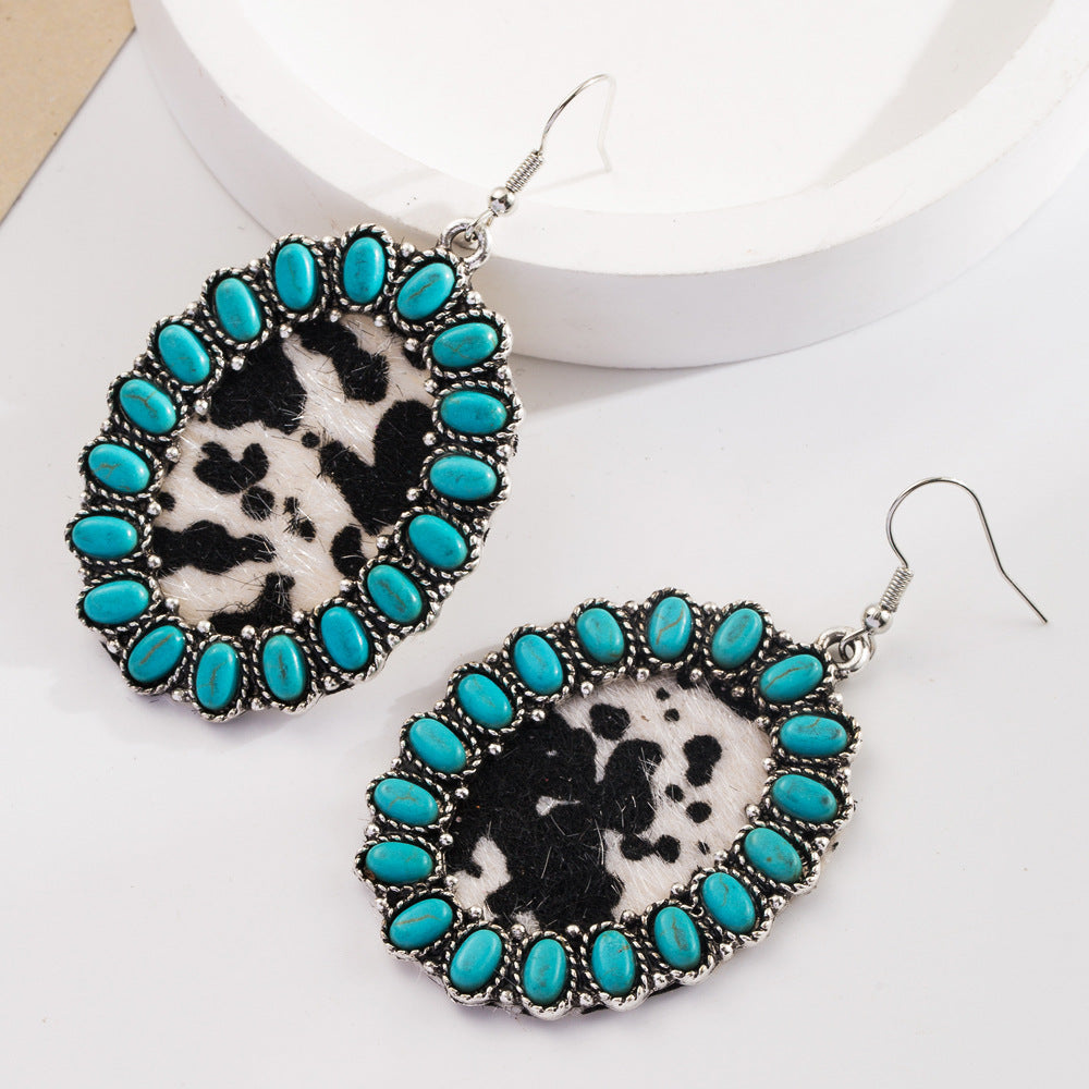 Wholesale bohemian turquoise leather earrings