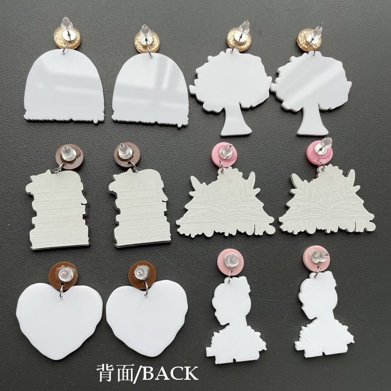 Wholesale Exaggerated European and American Characters Book Book Tree Education Rainbow School Back-to-School Season Girl Cat Teacher Earrings Studs