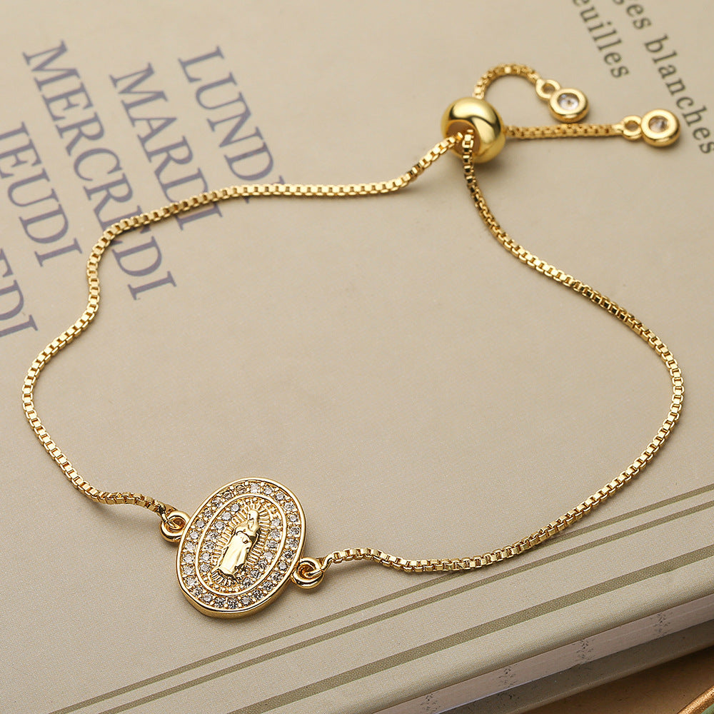 Wholesale Virgin Mary Zircon Copper Bracelet ACC-BT-AG002