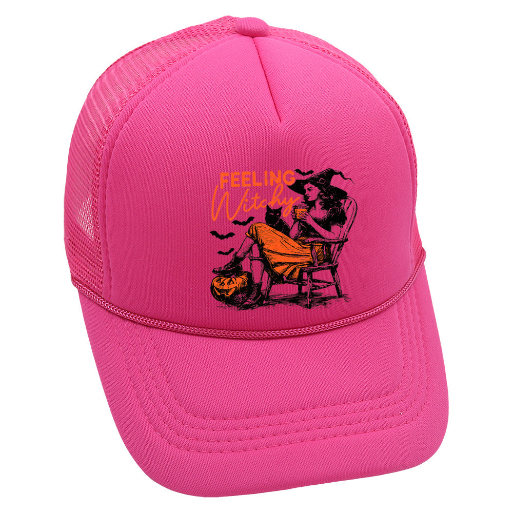 Wholesale Trucker Hat Halloween Pumpkin Witch Baseball Cap Printed Mesh Cap ACC-HT-HaiPu014