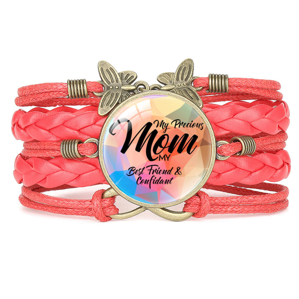 Wholesale Letter mom multi-layer braided leather bracelet