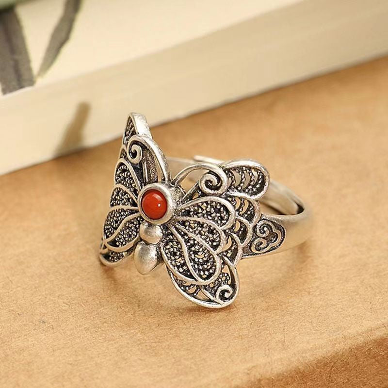Wholesale retro  personalized Elegant Butterfly adjustable ring