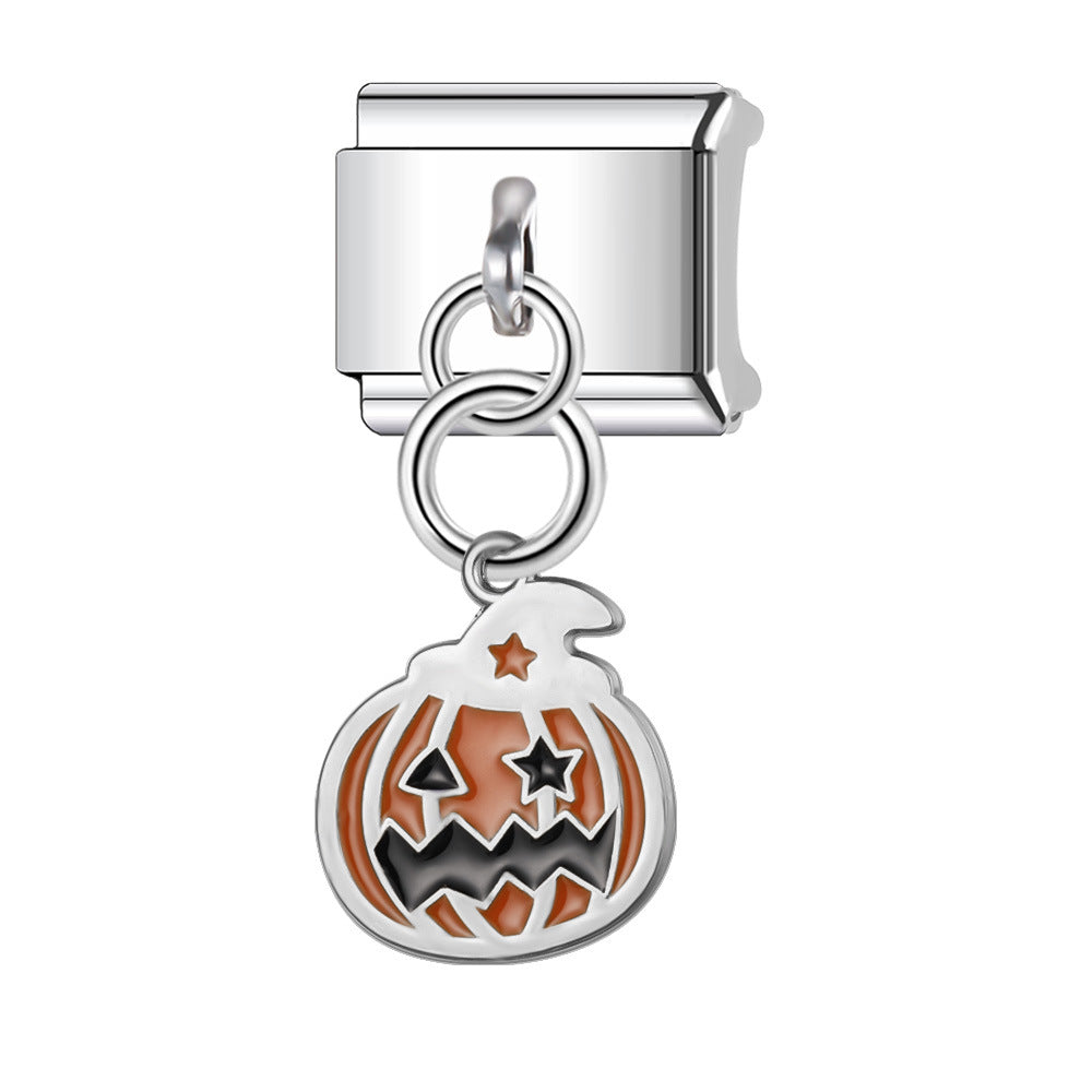 Wholesale Italian Charm Bracelet 9mm DIY Splicing Stainless Steel Halloween Pumpkin Series Composable Bracelet