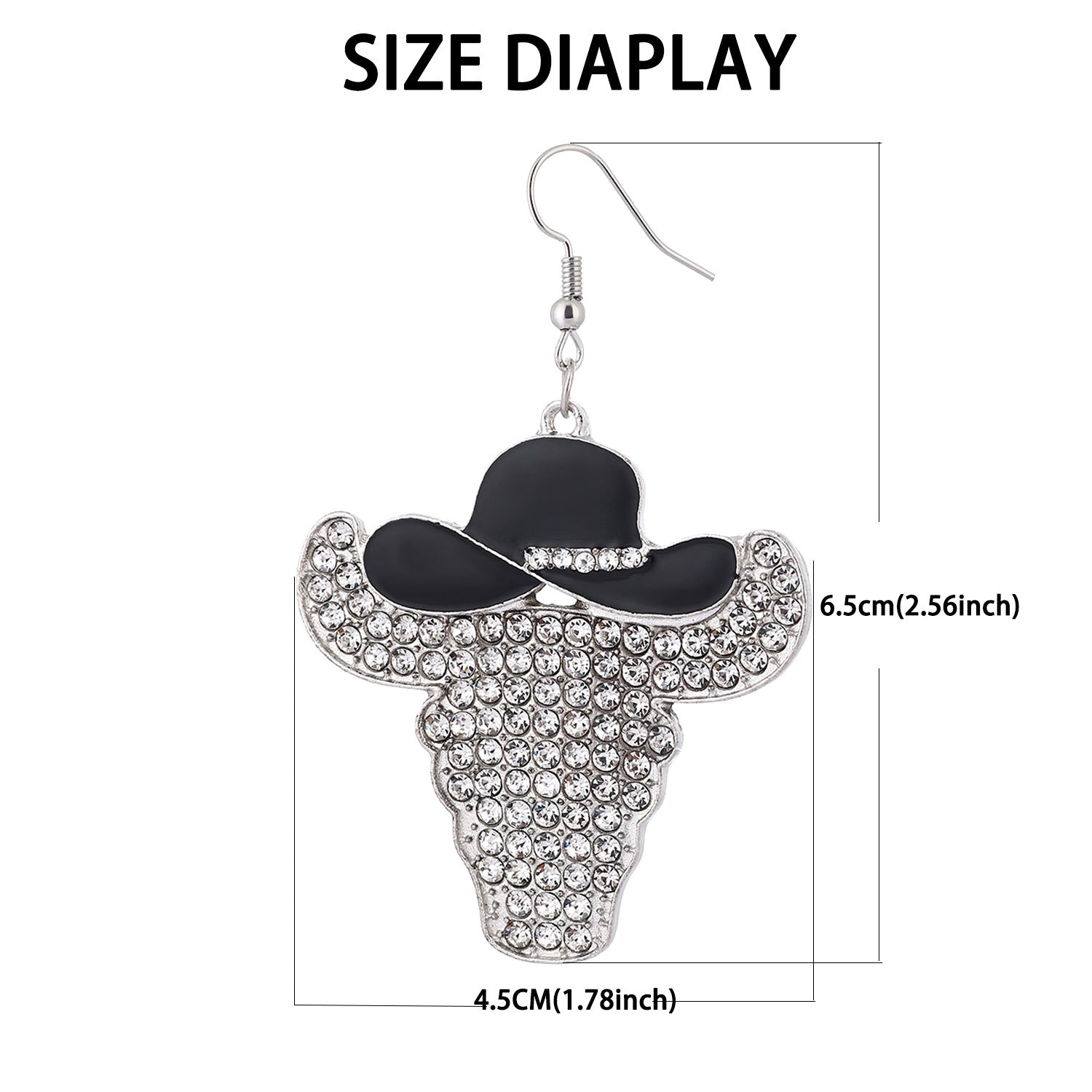 Wholesale  creative western cow's head diamond pendant earrings