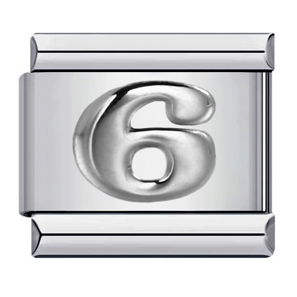 Wholesale Italian Charm Bracelet 9mm DIY Splicing Removable Arabic Numerals Stainless Steel Composable Bracelet