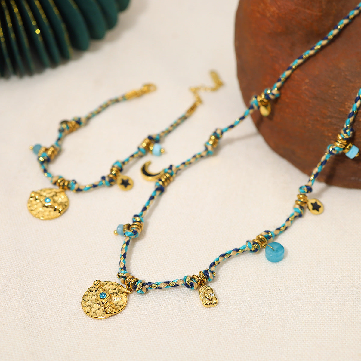 Wholesale retro bracelet necklace suit plated 18K gold titanium steel bracelet