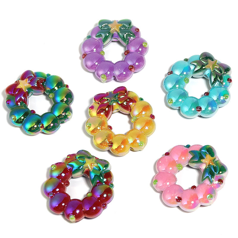 Wholesale 30pcs/pack Christmas five-pointed star bow Acrylic Beads DIY Bead Accessories