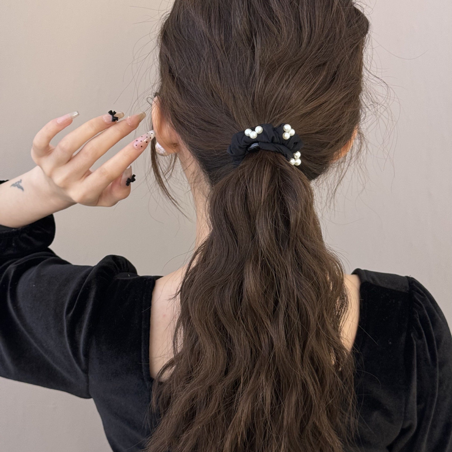 Wholesale pearl hair tie high elastic hair tie