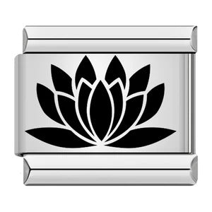 Wholesale Italian Titanium Steel Laser Engraved Flower Module Bracelet DIY Elastic Strap Charms