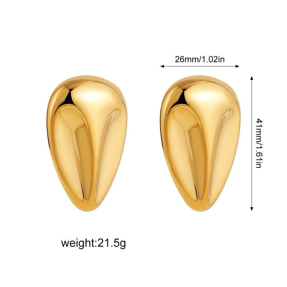 Wholesale  14k gold pleated geometric lines thread earrings