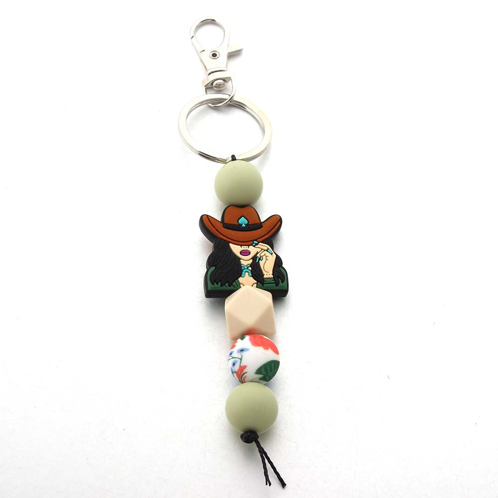 Wholesale Western Style Cowboy Indian Silicone Beaded Keychain ACC-KC-JinAn007