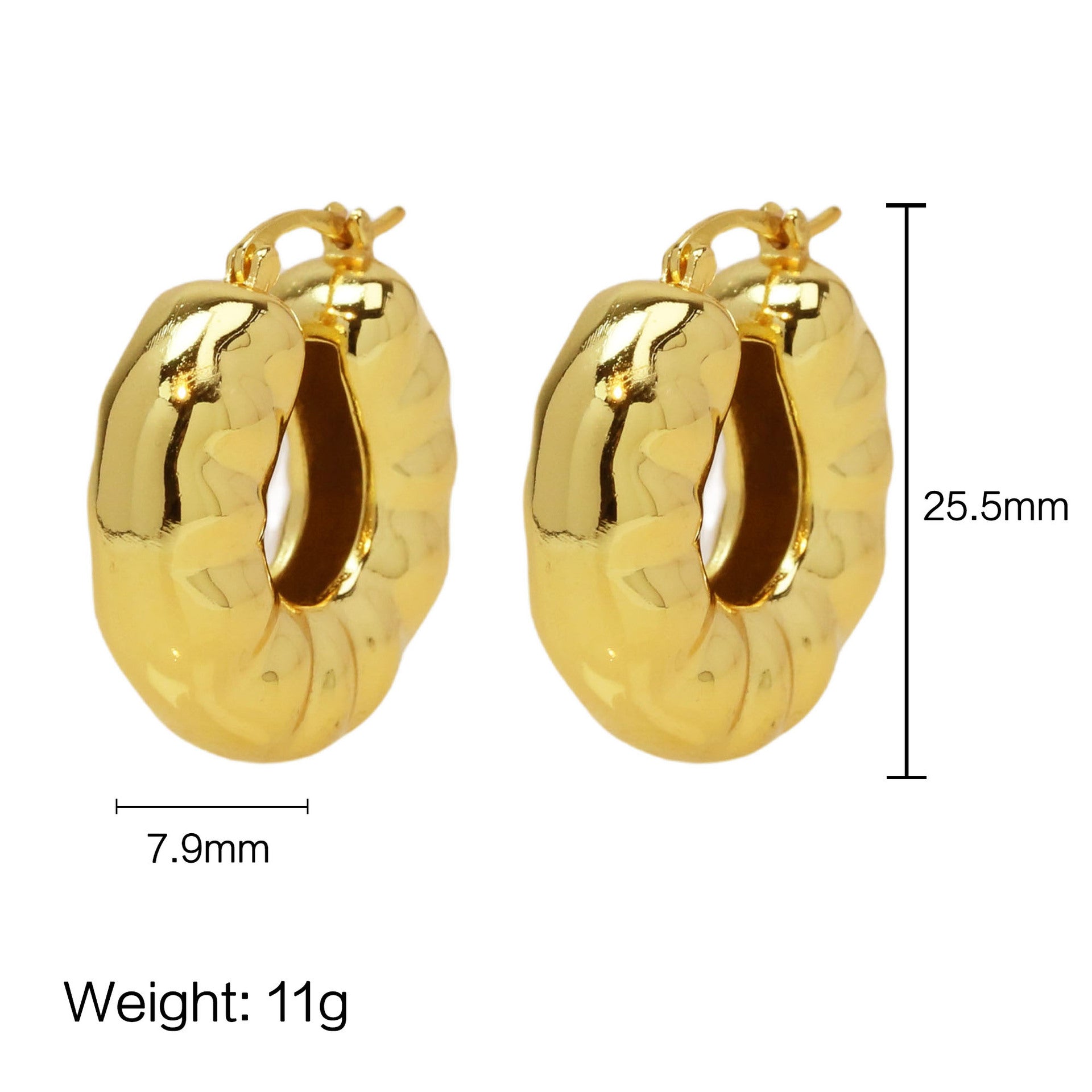 Wholesale  18k gold brass smooth bubble pleated earrings