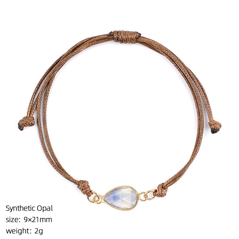 Wholesale Adjustable Woven Tiger Eye Stone Teardrop Bracelet Fashion Accessory Gift