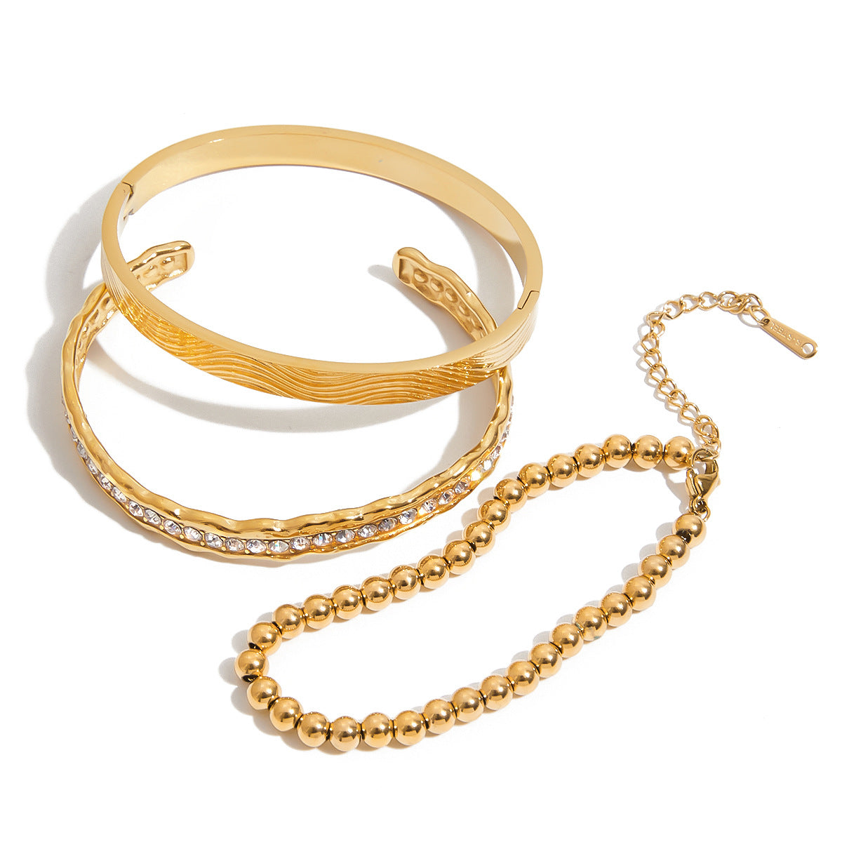 Wholesale Stainless Steel  Zircon Open Bracelet Beaded Bracelet