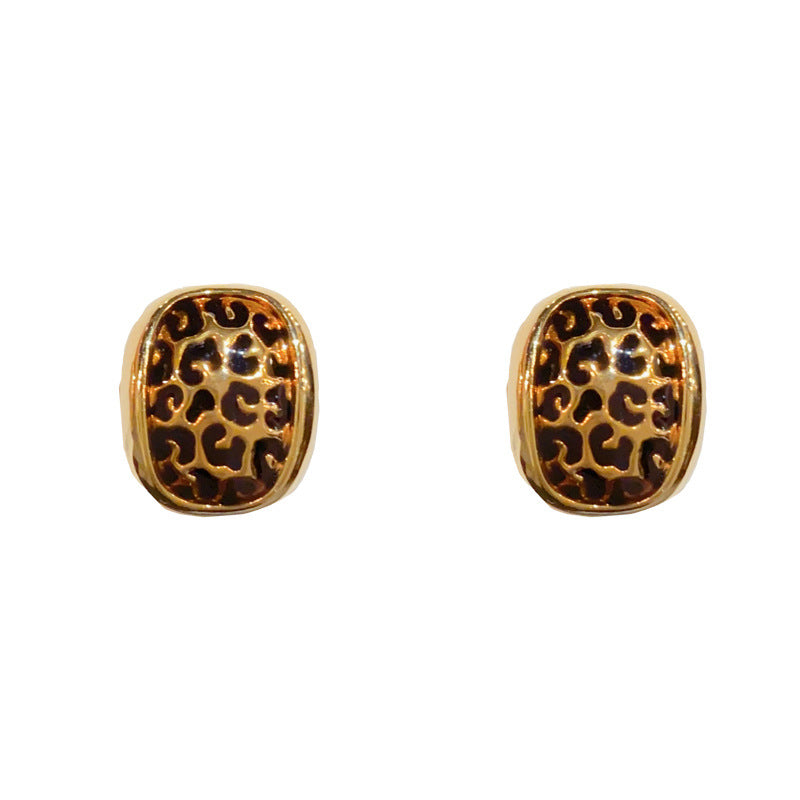 Wholesale S925 Silver Needle  Oval Leopard Earrings