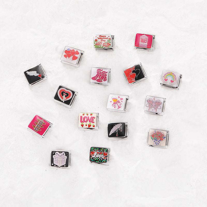 Wholesale Italian Charm Bracelet 9mm DIY Splicing Valentine' s Day Stainless Steel Composable Bracelet