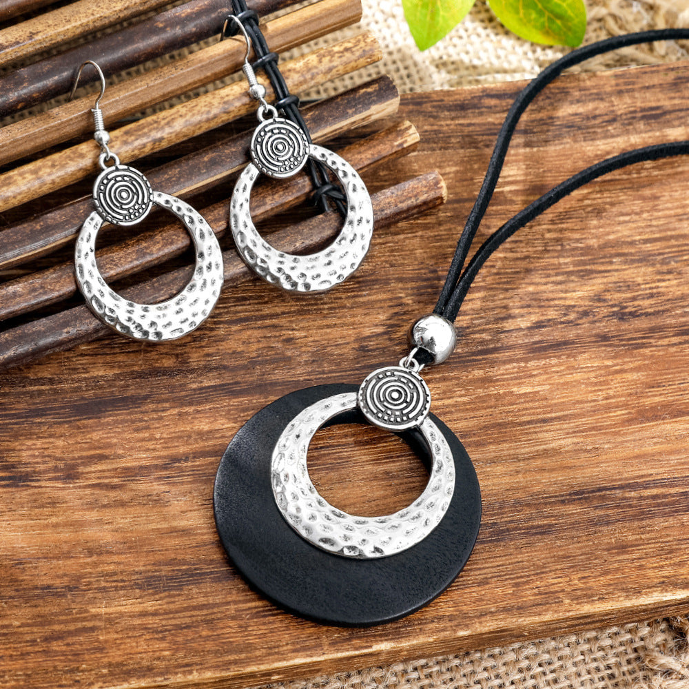 Wholesale Retro Vintage Ethnic Earrings and Necklace Set,  Fashion Accessory for Party Wear or Gift