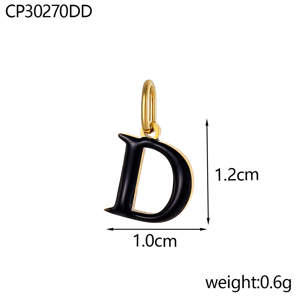 Wholesale Colorful 26 English letters oil-dripping stainless steel vacuum electroplating pendant