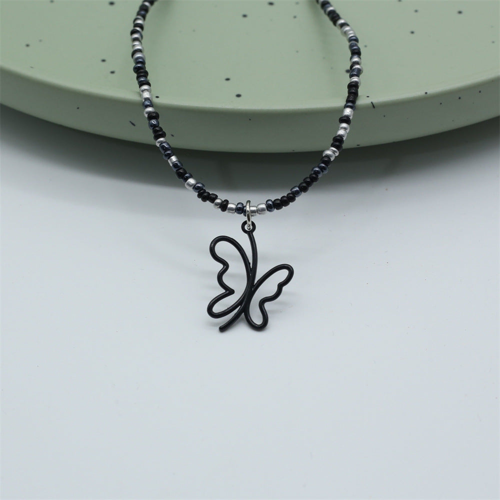 Wholesale  Light Luxury  Alloy Hollow Butterfly Pendant Necklace