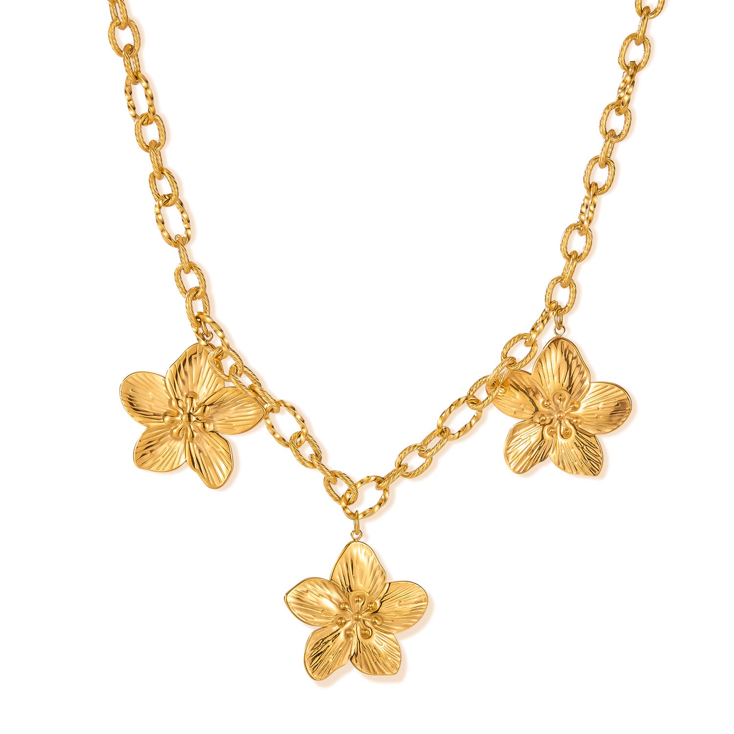 Wholesale Stainless Steel Retro Exaggerated Flower Necklaces