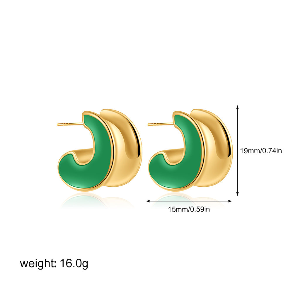 Wholesale Stainless Steel 18K Gold C- shaped Earrings