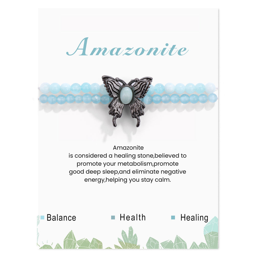 Wholesale Natural Amethyst Butterfly Double Layer Bracelet ACC-BT-YinYi008