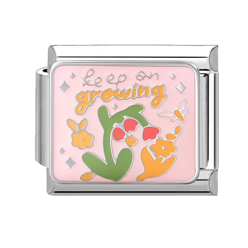 Wholesale Italian Charm Bracelet 9mm DIY Splicing Text Series Stainless Steel Composable Bracelet