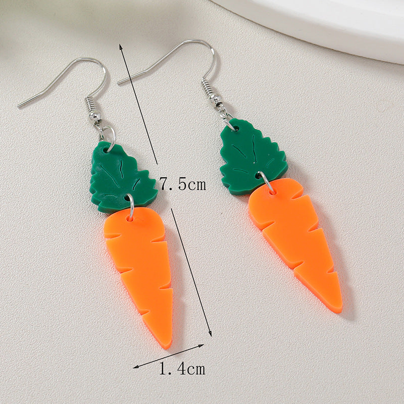 Wholesale Easter Carrot Asymmetric Acrylic Earrings