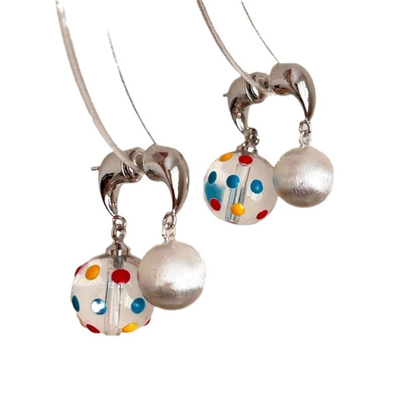Wholesale Simple Color Wave Dot Ball Stud Earrings